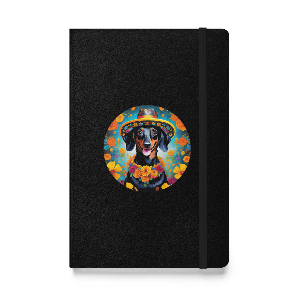 PugMug Custom Black Dachshund Hardcover Bound Notebook