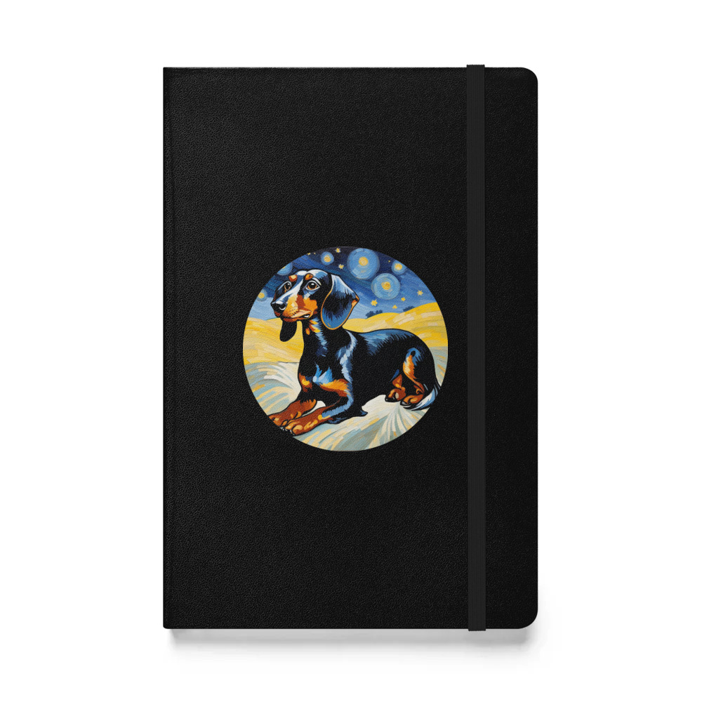 PugMug Custom Black Dachshund Hardcover Bound Notebook