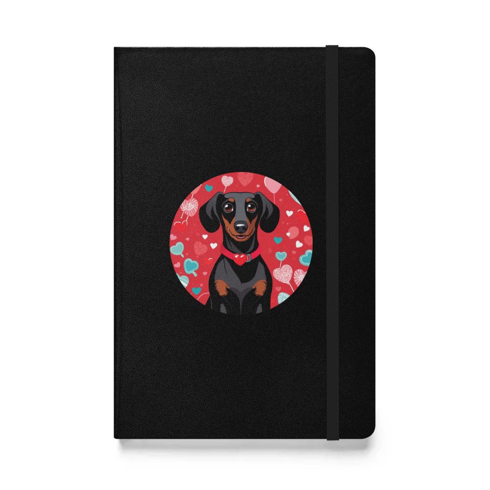 PugMug Custom Black Dachshund Hardcover Bound Notebook