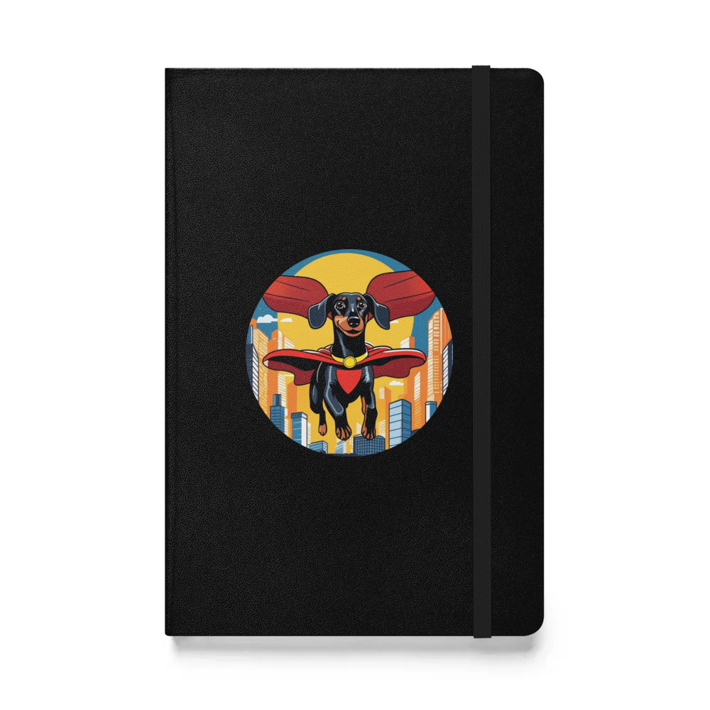 PugMug Custom Black Dachshund Hardcover Bound Notebook
