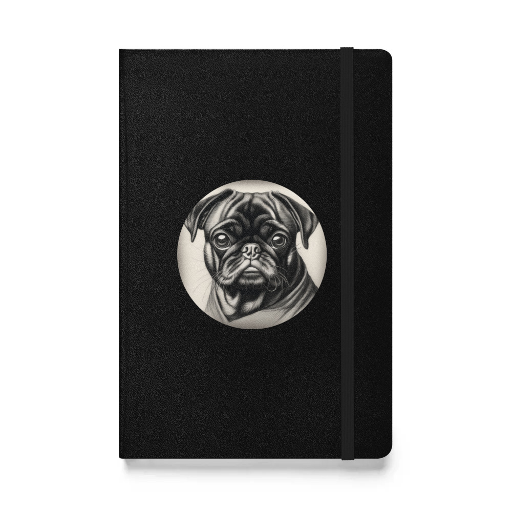 PugMug Custom Black Pug Hardcover Bound Notebook