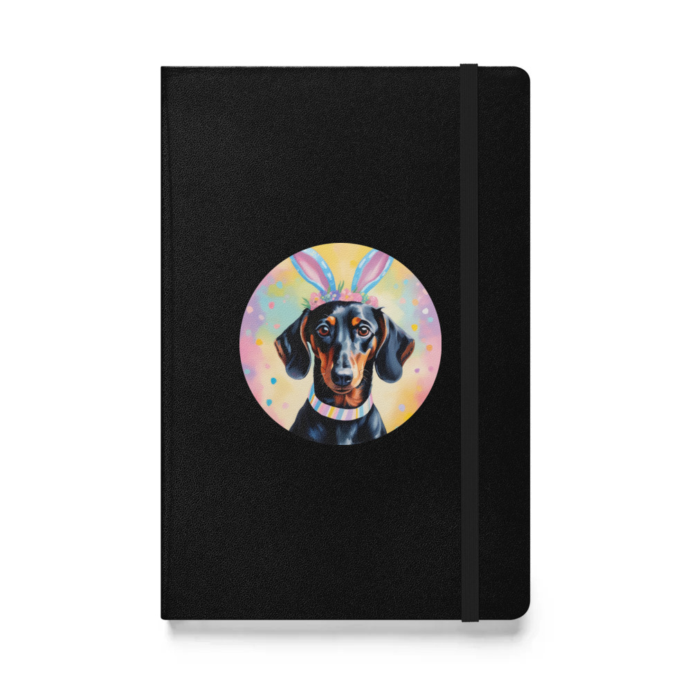 PugMug Custom Black Dachshund Hardcover Bound Notebook