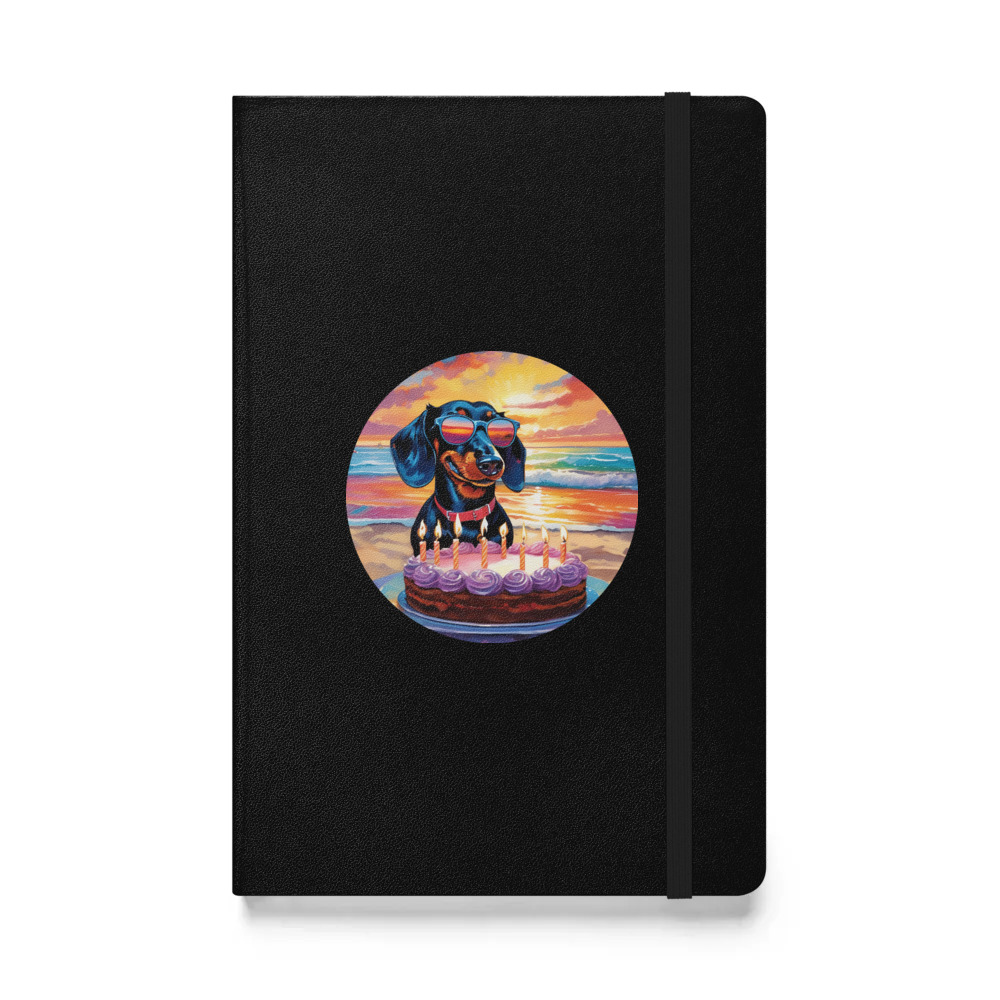 PugMug Custom Black Dachshund Hardcover Bound Notebook