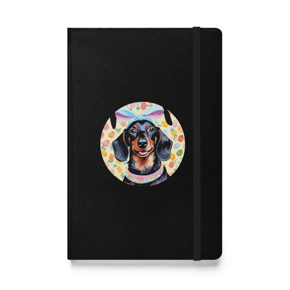 PugMug Custom Black Dachshund Hardcover Bound Notebook