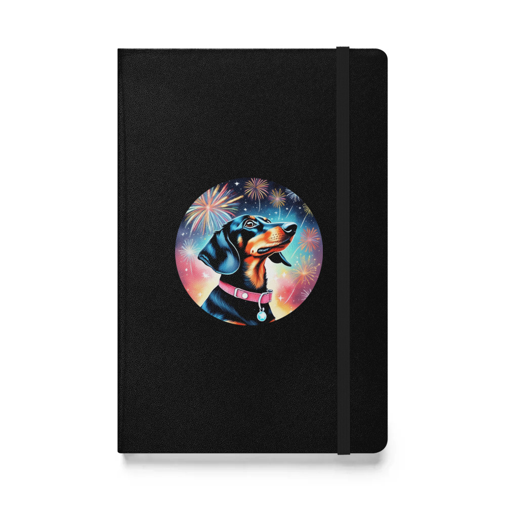 PugMug Custom Black Dachshund Hardcover Bound Notebook