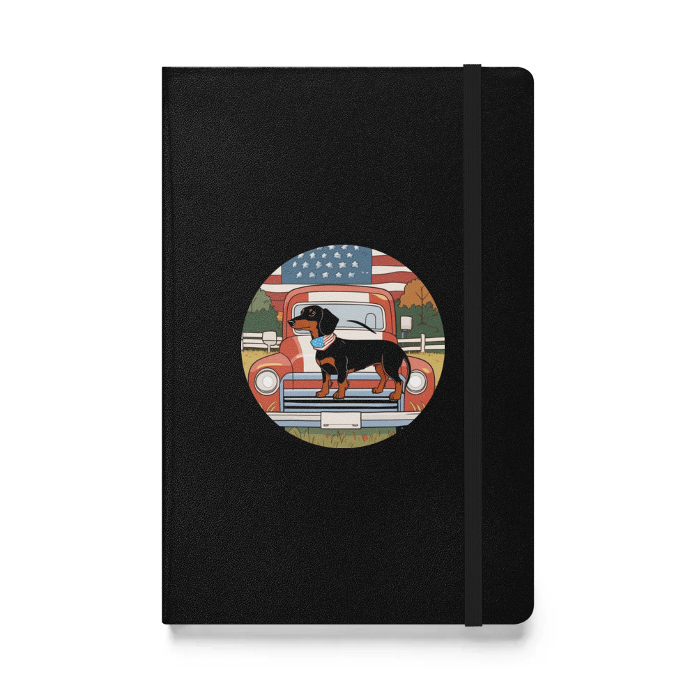 PugMug Custom Black Dachshund Hardcover Bound Notebook