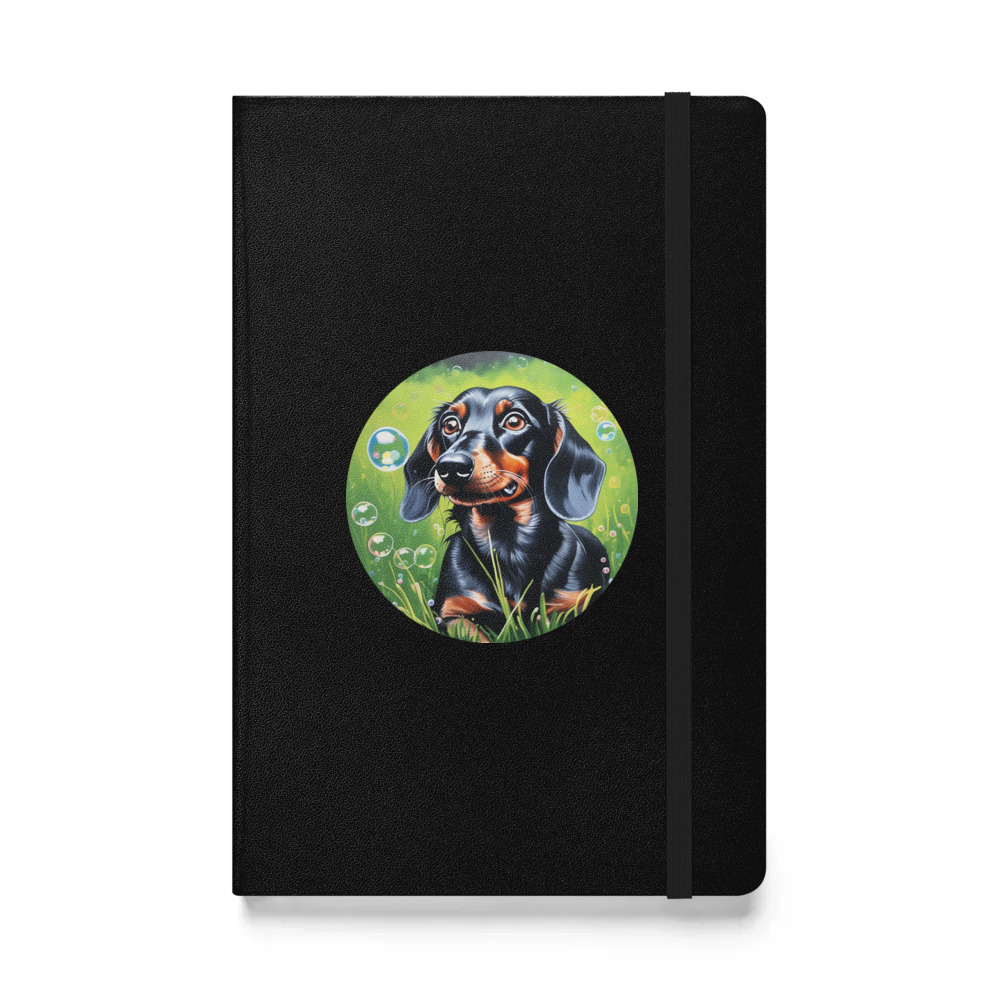 PugMug Custom Black Dachshund Hardcover Bound Notebook
