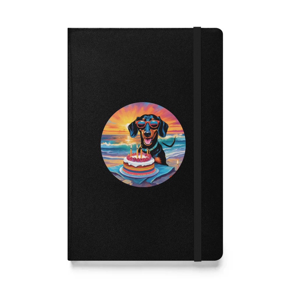 PugMug Custom Black Dachshund Hardcover Bound Notebook