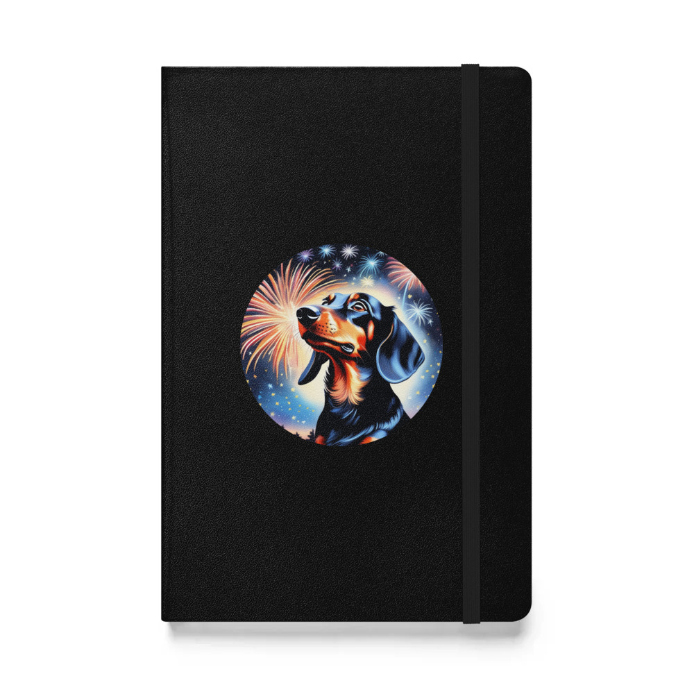 PugMug Custom Black Dachshund Hardcover Bound Notebook