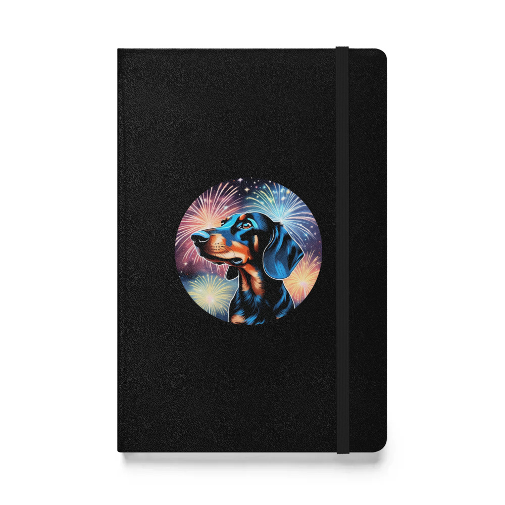PugMug Custom Black Dachshund Hardcover Bound Notebook