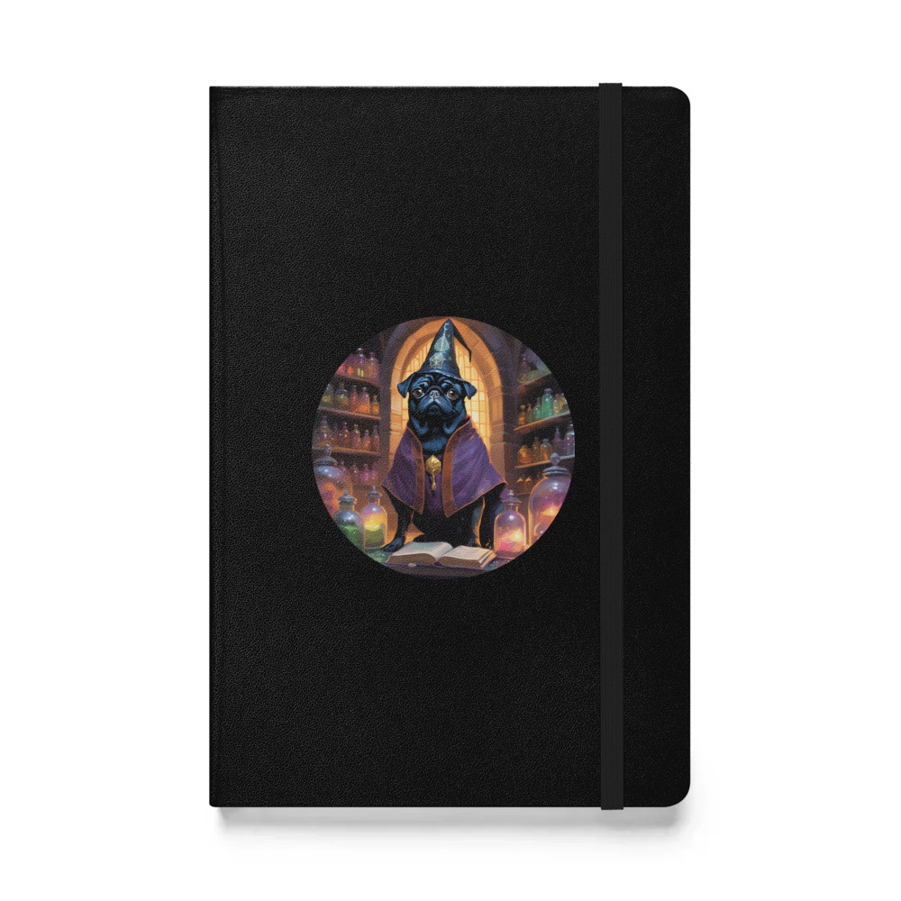 PugMug Custom Black Pug Hardcover Bound Notebook