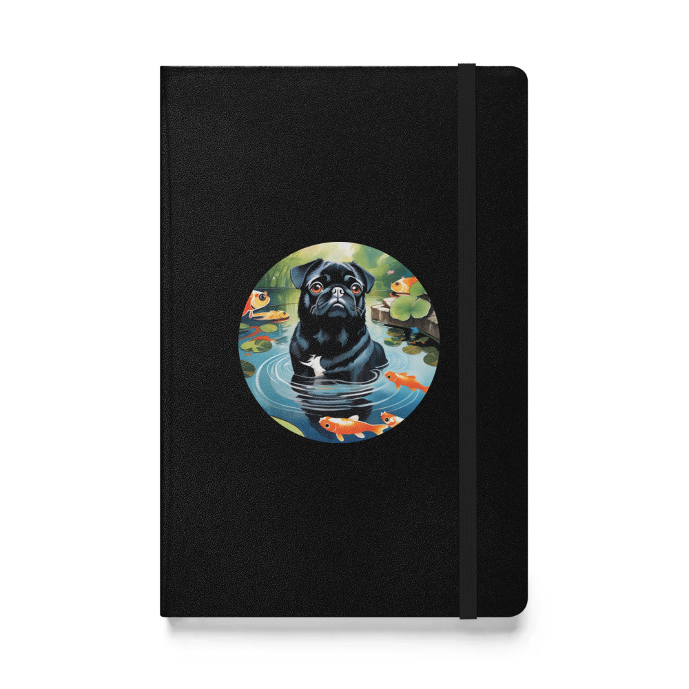 PugMug Custom Black Pug Hardcover Bound Notebook