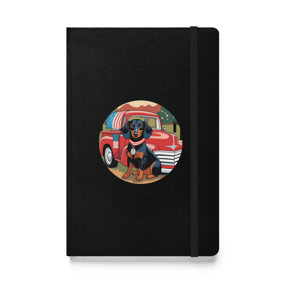 PugMug Custom Black Dachshund Hardcover Bound Notebook