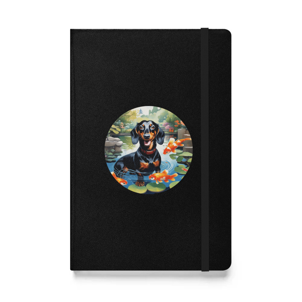 PugMug Custom Black Dachshund Hardcover Bound Notebook