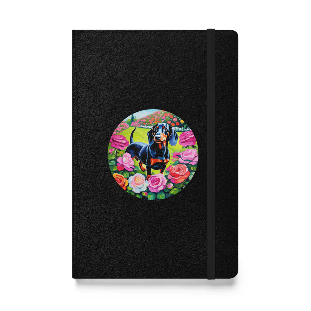 PugMug Custom Black Dachshund Hardcover Bound Notebook