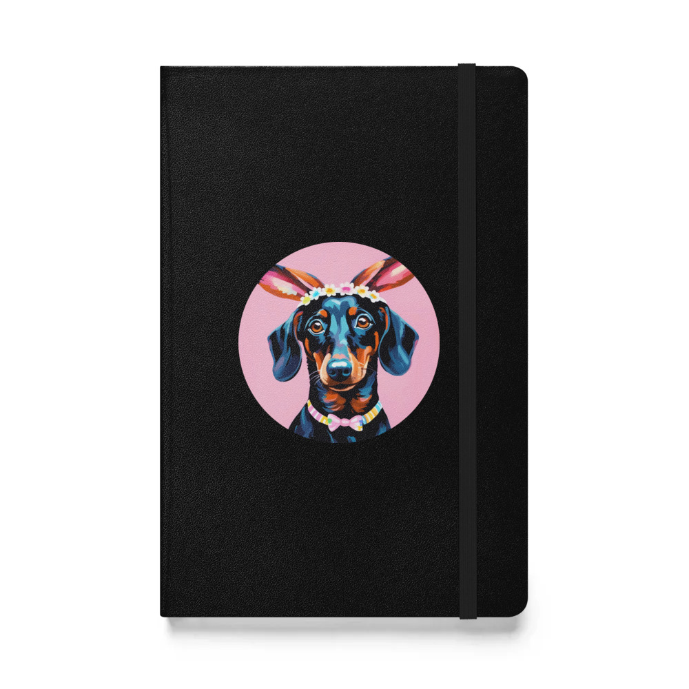 PugMug Custom Black Dachshund Hardcover Bound Notebook
