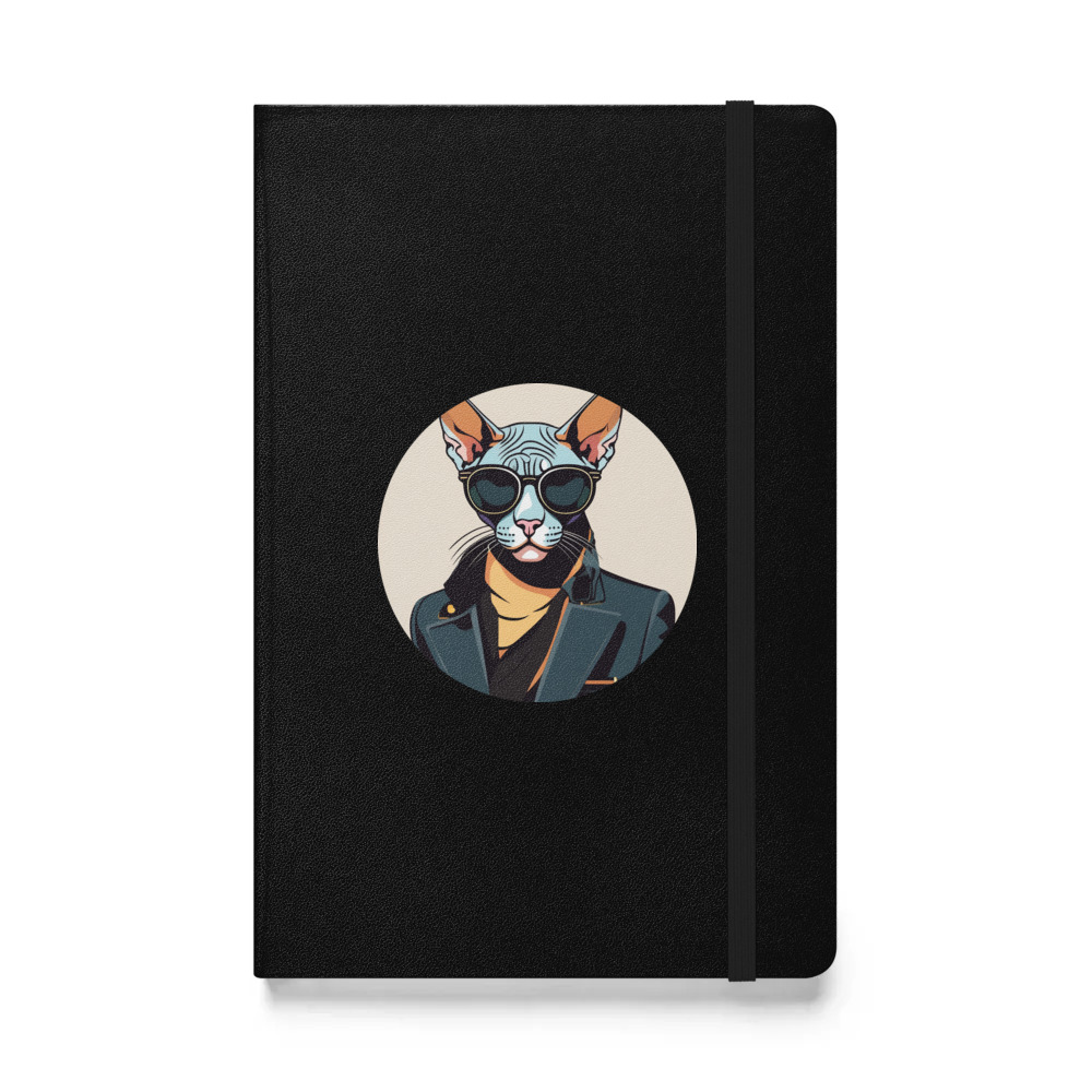 PugMug Custom Black Sphynx Cat Hardcover Bound Notebook