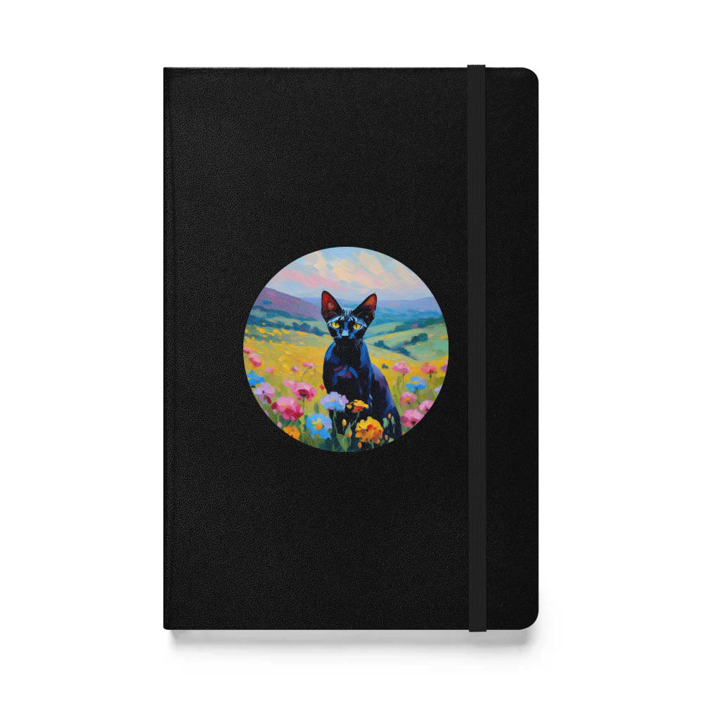 PugMug Custom Black Sphynx Cat Hardcover Bound Notebook