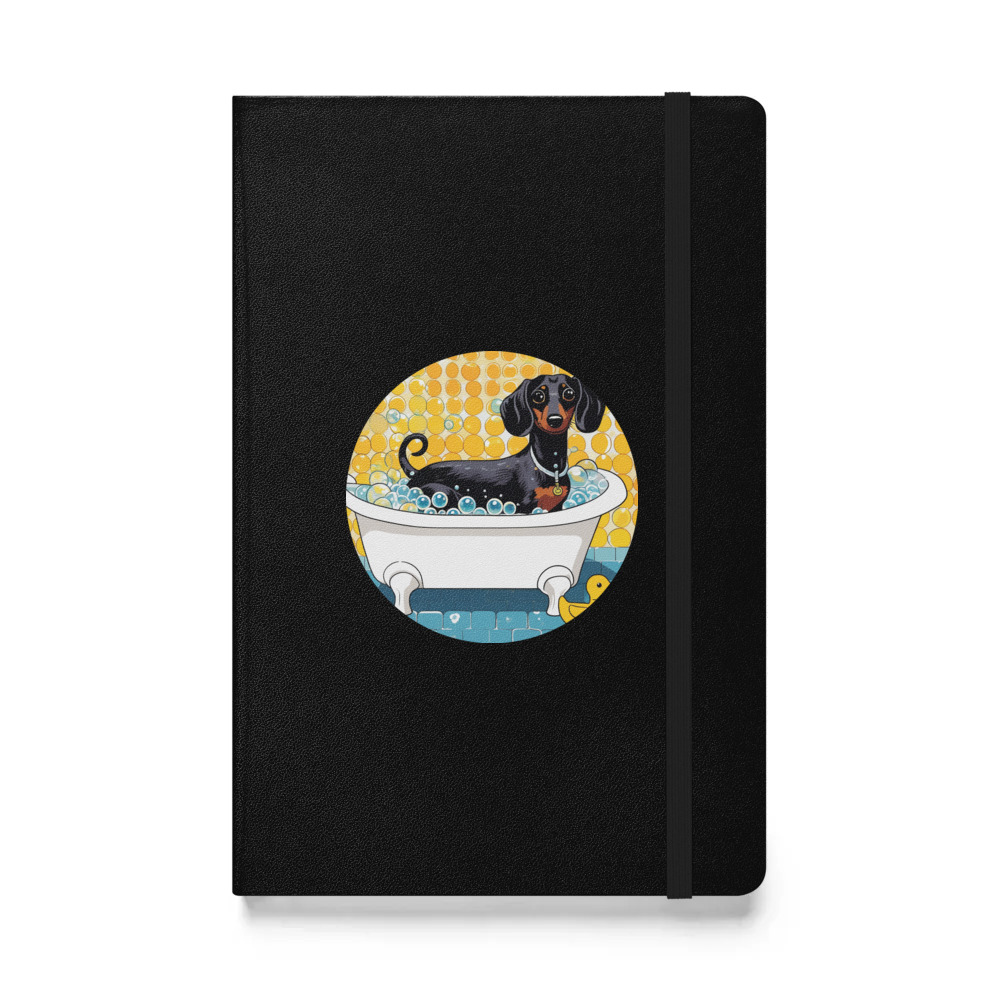 PugMug Custom Black Dachshund Hardcover Bound Notebook
