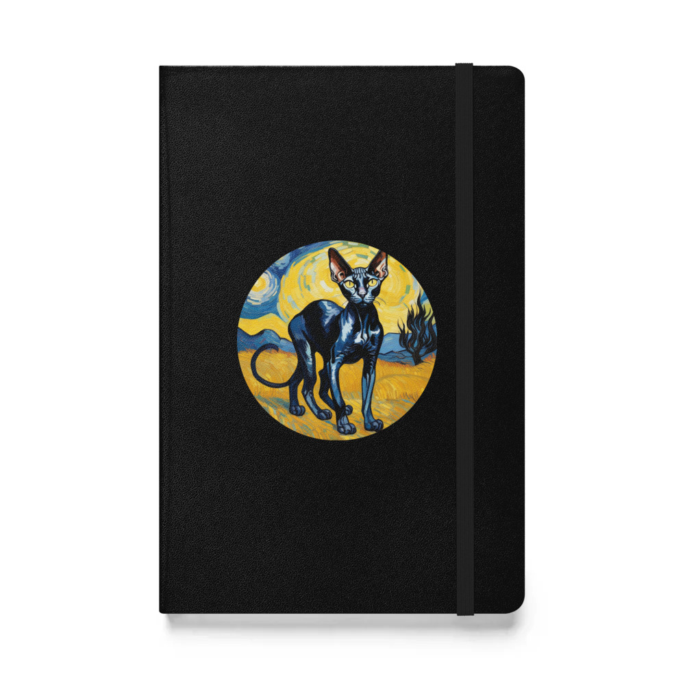 PugMug Custom Black Sphynx Cat Hardcover Bound Notebook
