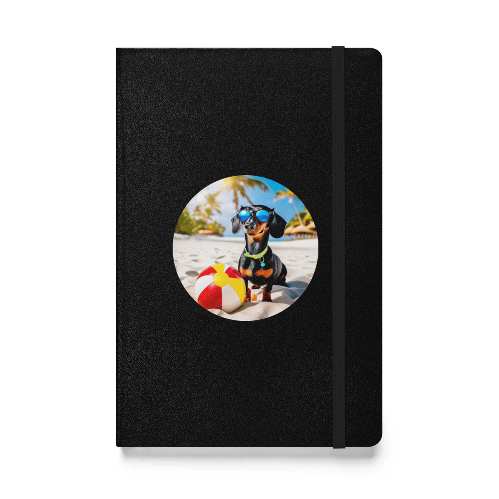 PugMug Custom Black Dachshund Hardcover Bound Notebook