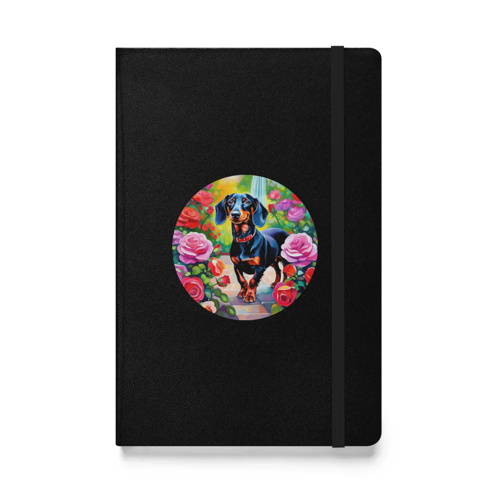 PugMug Custom Black Dachshund Hardcover Bound Notebook
