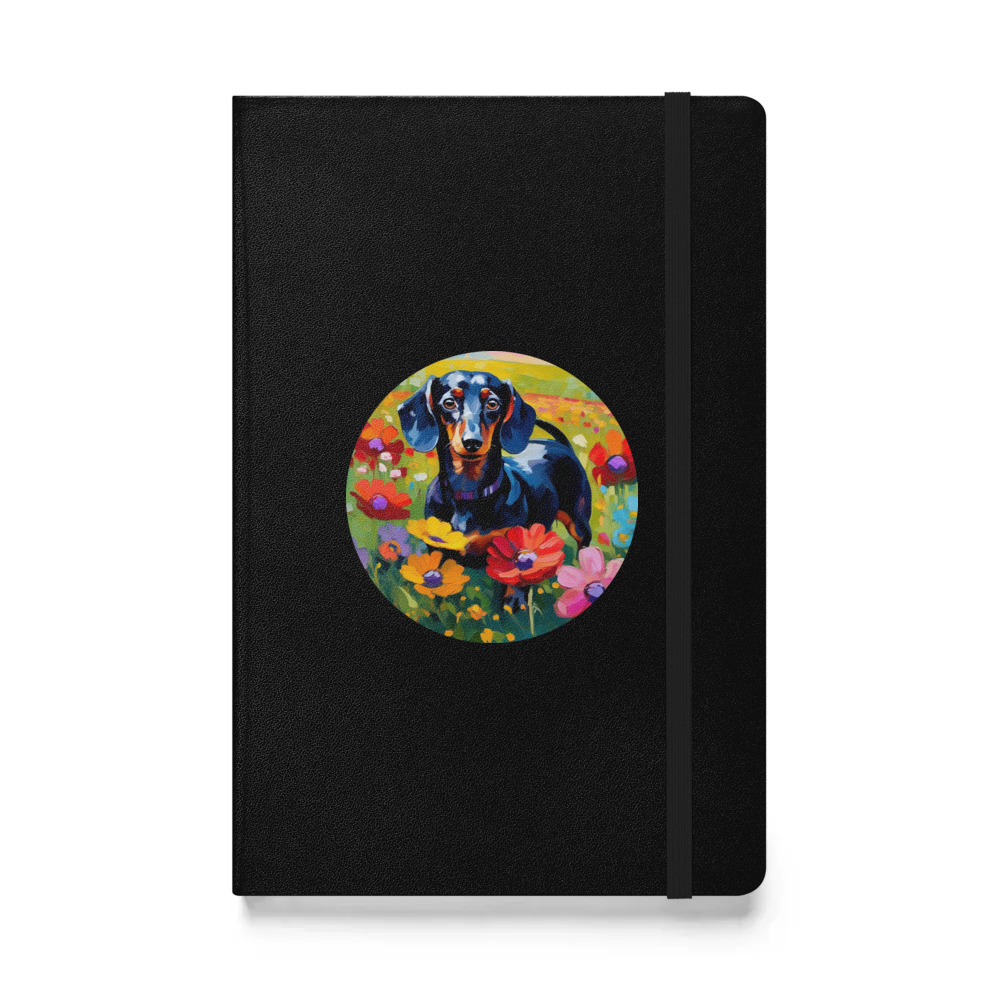 PugMug Custom Black Dachshund Hardcover Bound Notebook