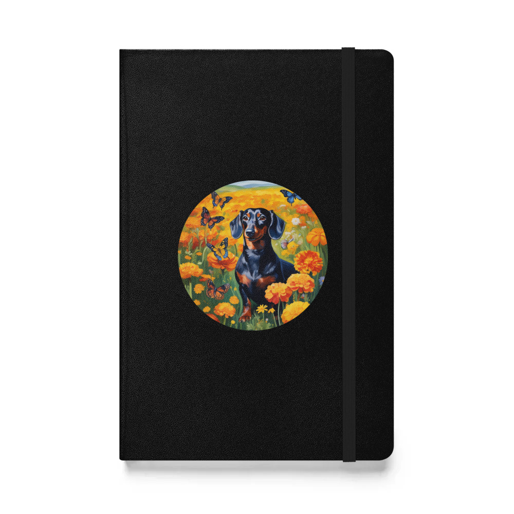PugMug Custom Black Dachshund Hardcover Bound Notebook
