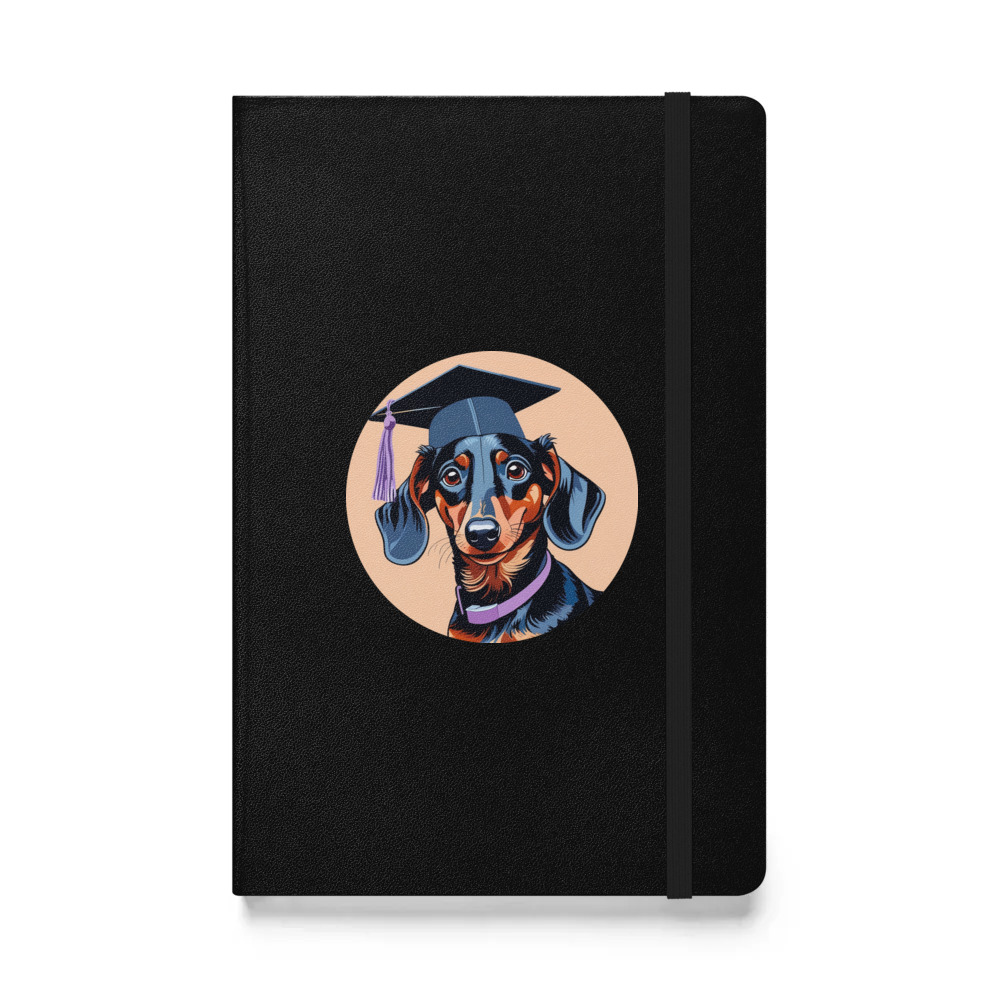 PugMug Custom Black Dachshund Hardcover Bound Notebook