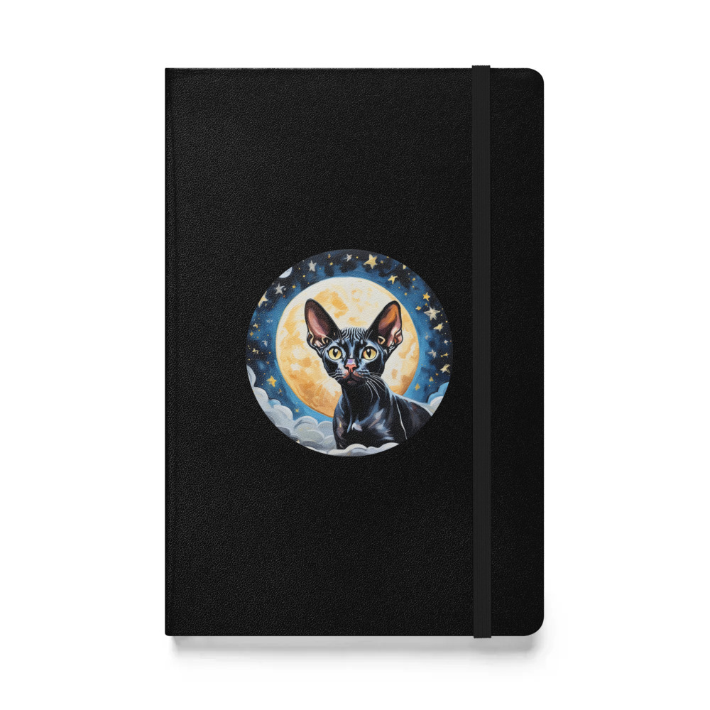 PugMug Custom Black Sphynx Cat Hardcover Bound Notebook