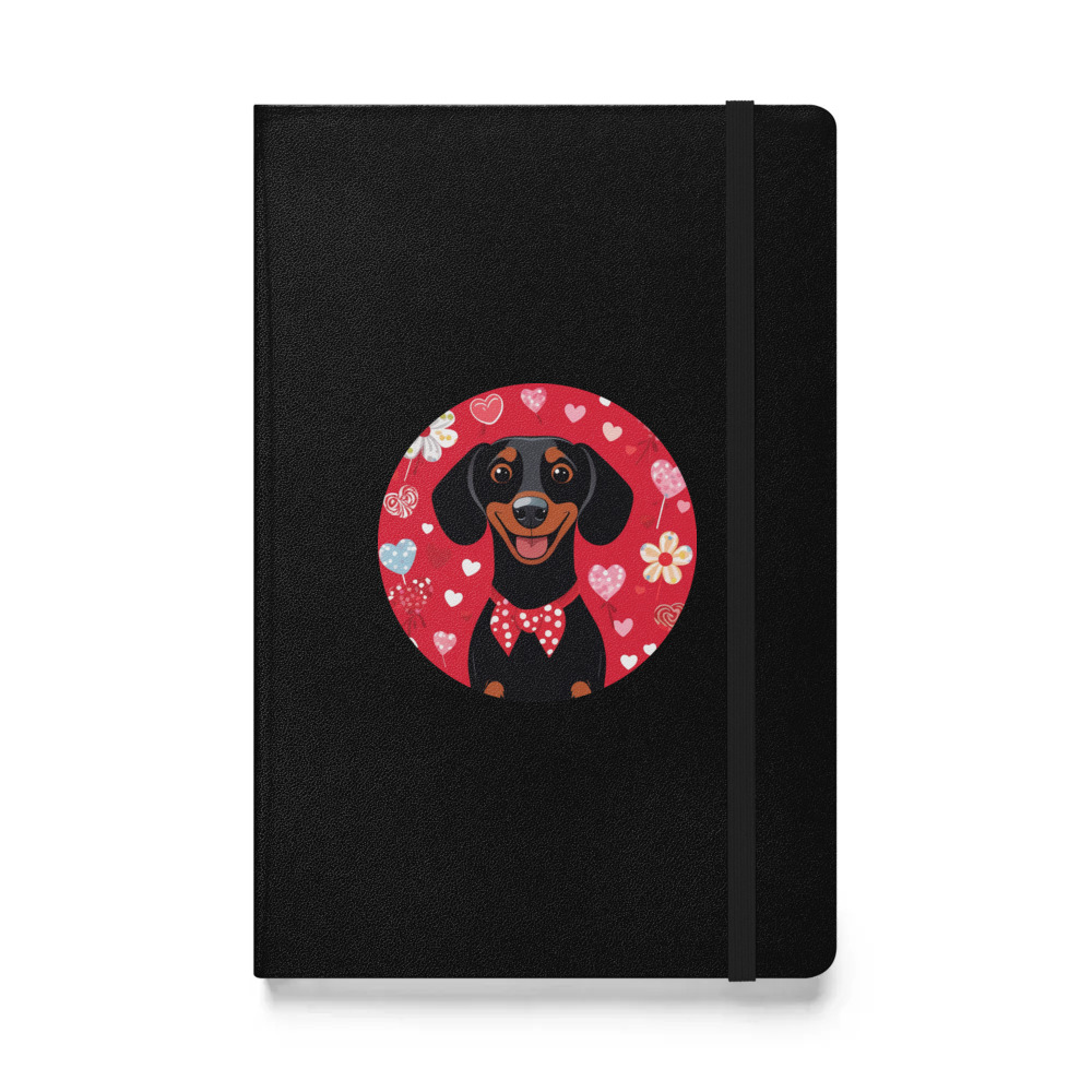 PugMug Custom Black Dachshund Hardcover Bound Notebook