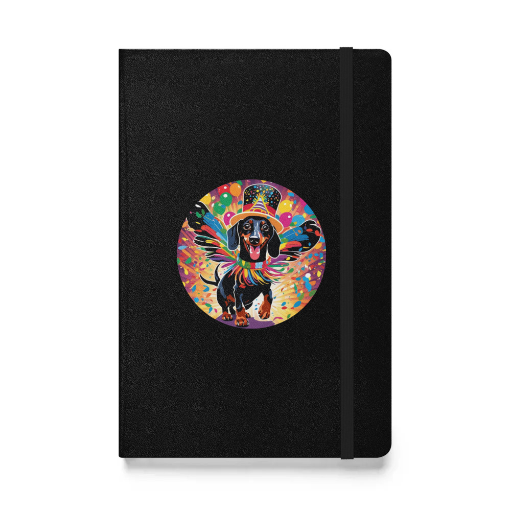 PugMug Custom Black Dachshund Hardcover Bound Notebook