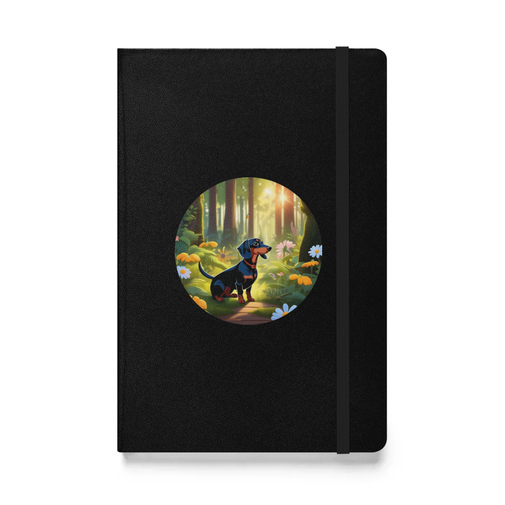 PugMug Custom Black Dachshund Hardcover Bound Notebook