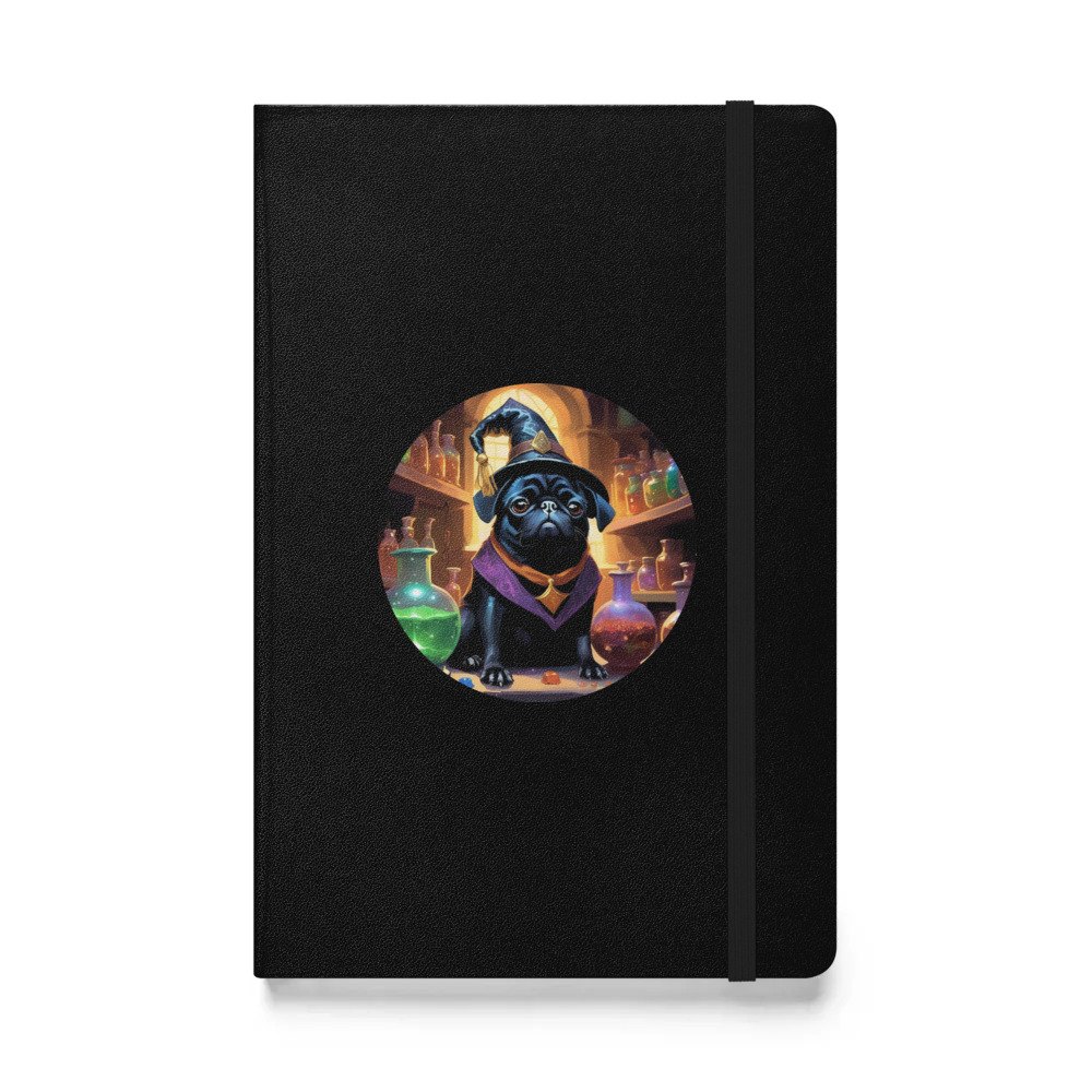 PugMug Custom Black Pug Hardcover Bound Notebook