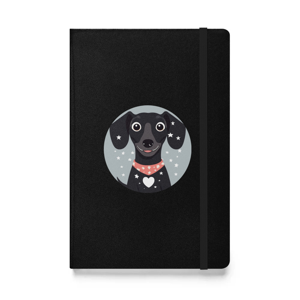 PugMug Custom Black Dachshund Hardcover Bound Notebook