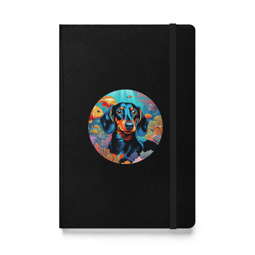 PugMug Custom Black Dachshund Hardcover Bound Notebook