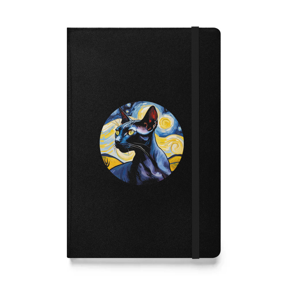 PugMug Custom Black Sphynx Cat Hardcover Bound Notebook