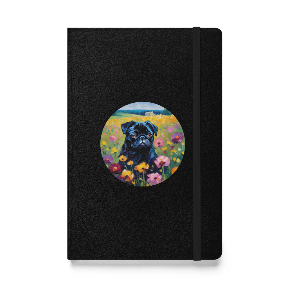 PugMug Custom Black Pug Hardcover Bound Notebook