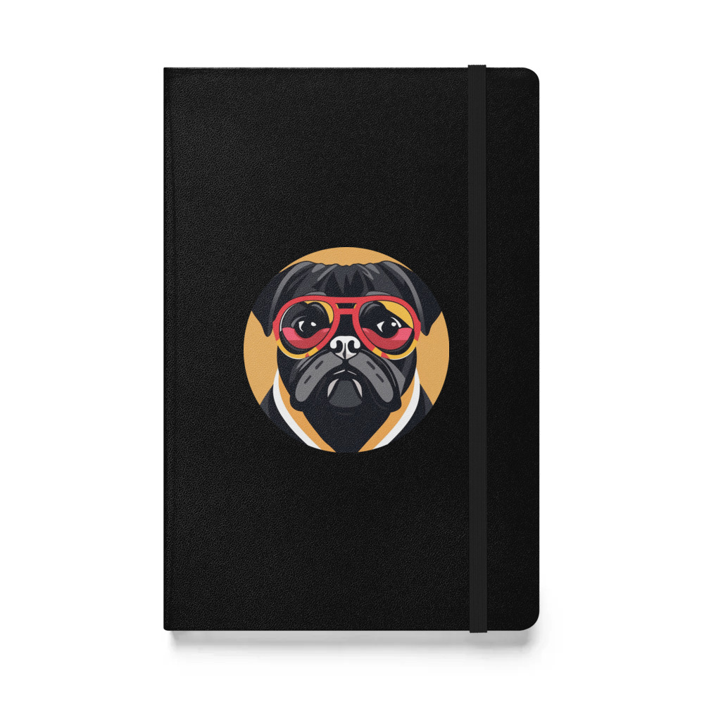 PugMug Custom Black Pug Hardcover Bound Notebook
