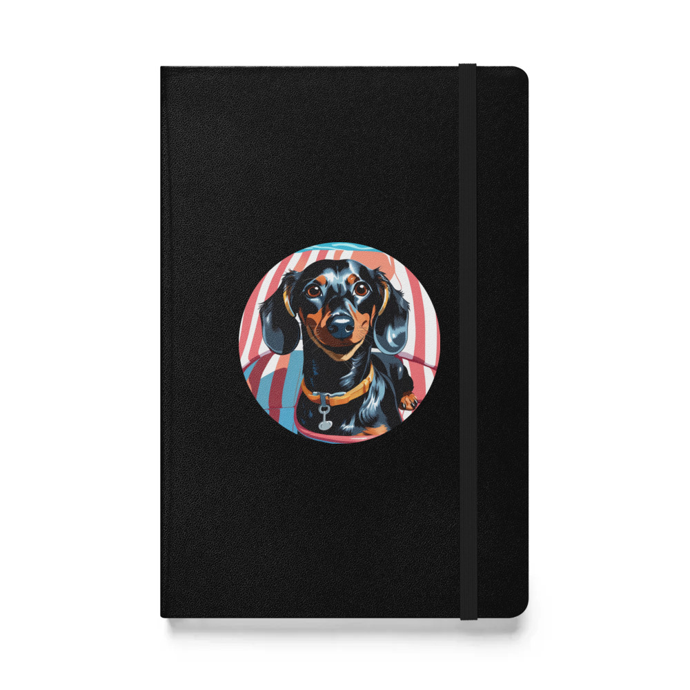 PugMug Custom Black Dachshund Hardcover Bound Notebook