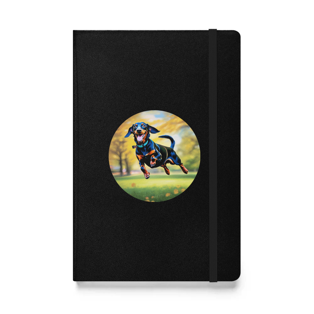 PugMug Custom Black Dachshund Hardcover Bound Notebook