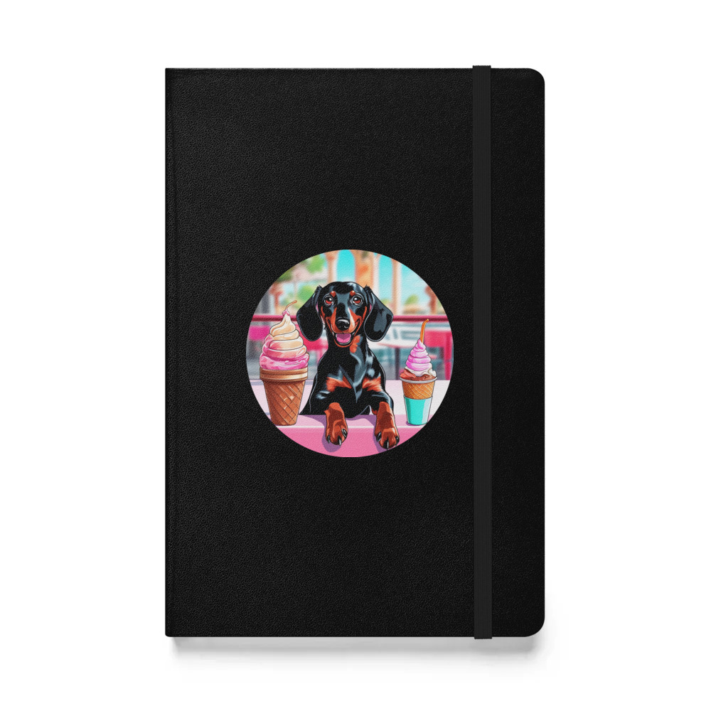 PugMug Custom Black Dachshund Hardcover Bound Notebook