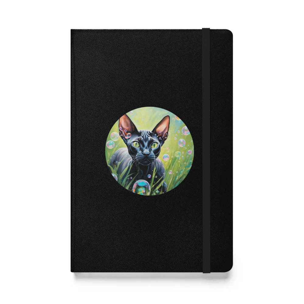 PugMug Custom Black Sphynx Cat Hardcover Bound Notebook