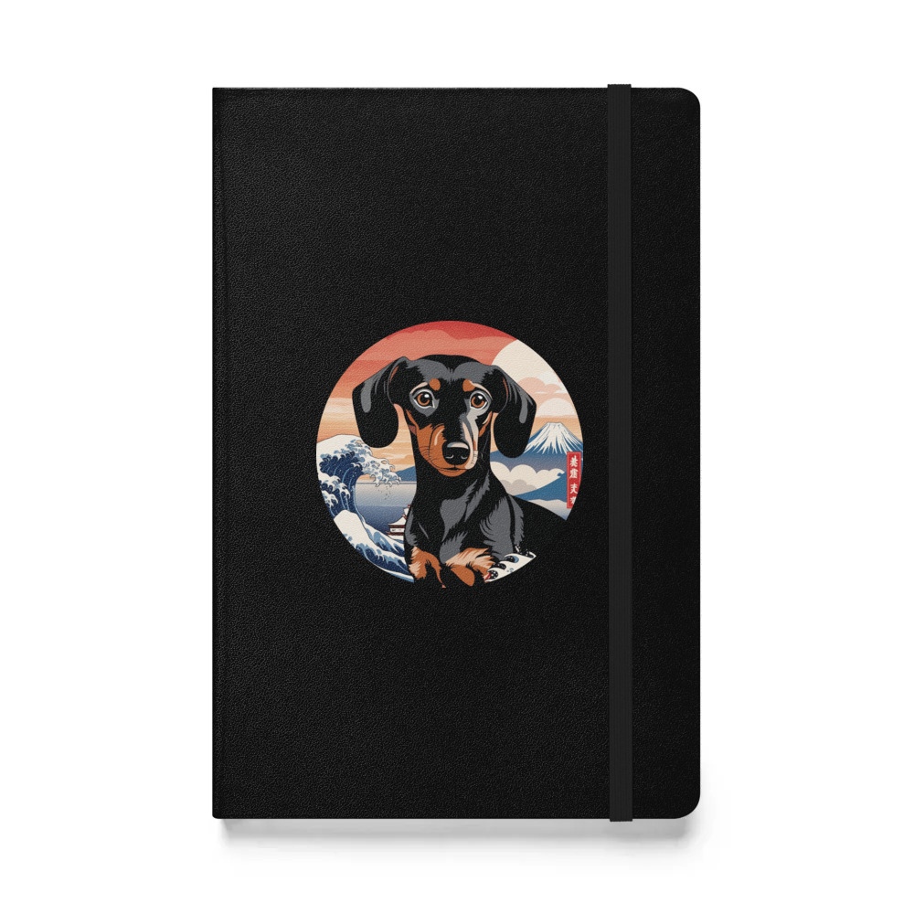 PugMug Custom Black Dachshund Hardcover Bound Notebook