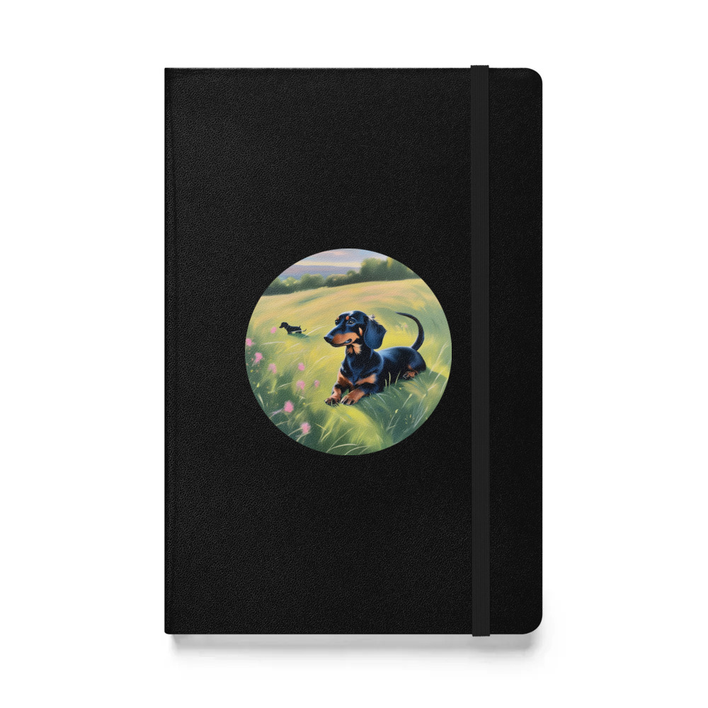 PugMug Custom Black Dachshund Hardcover Bound Notebook