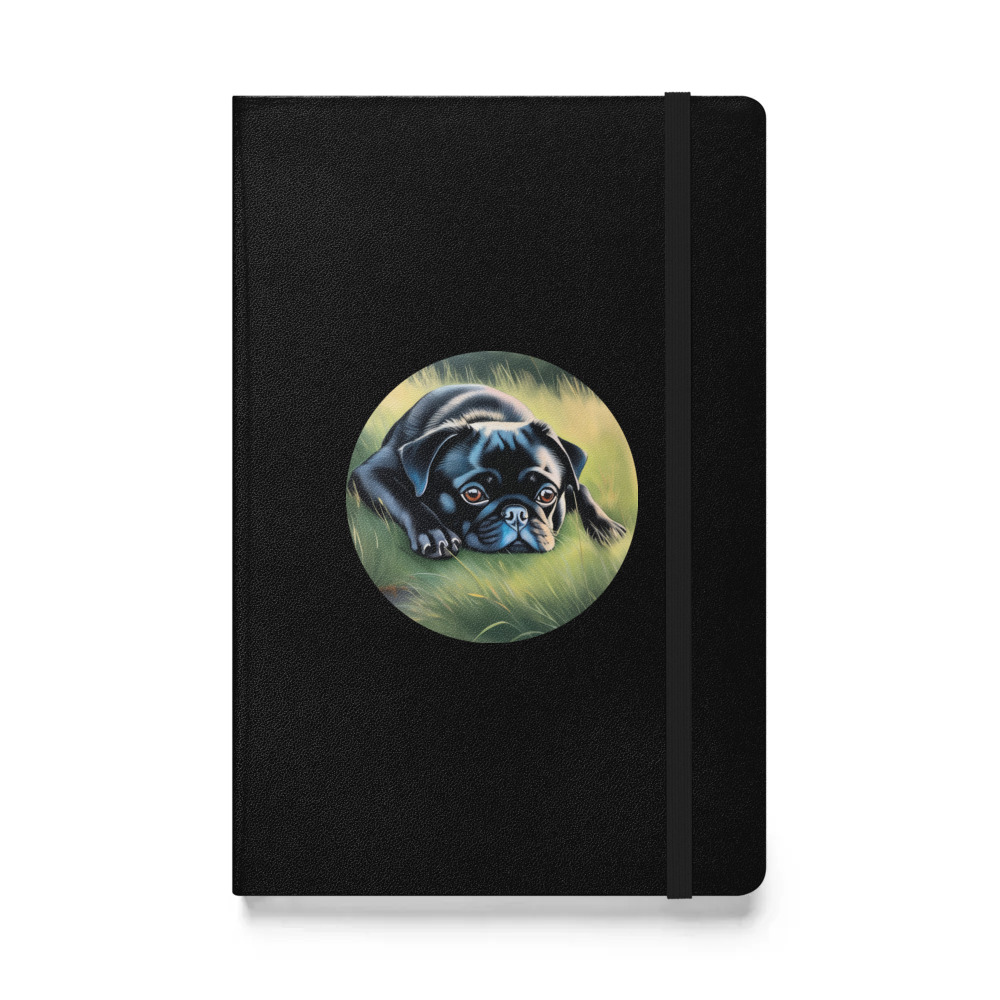 PugMug Custom Black Pug Hardcover Bound Notebook