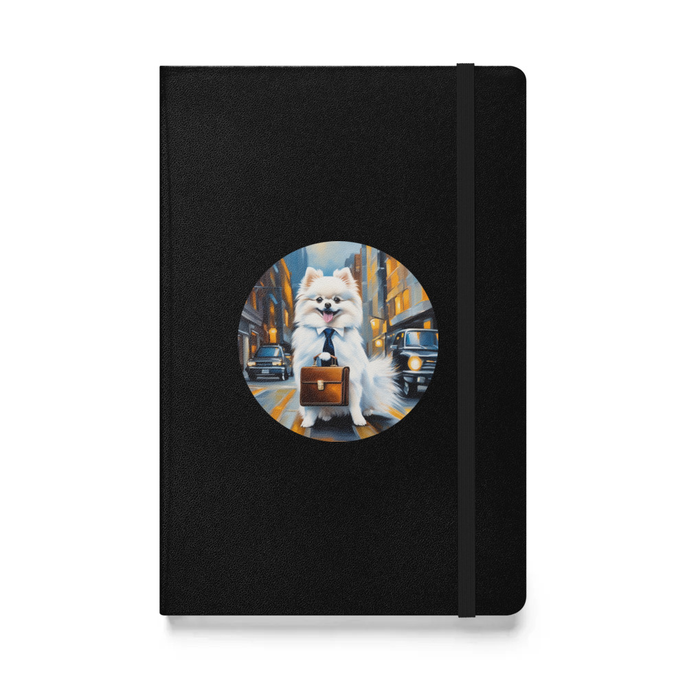 PugMug Custom White Pomeranian Hardcover Bound Notebook