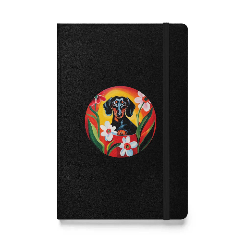 PugMug Custom Black Dachshund Hardcover Bound Notebook