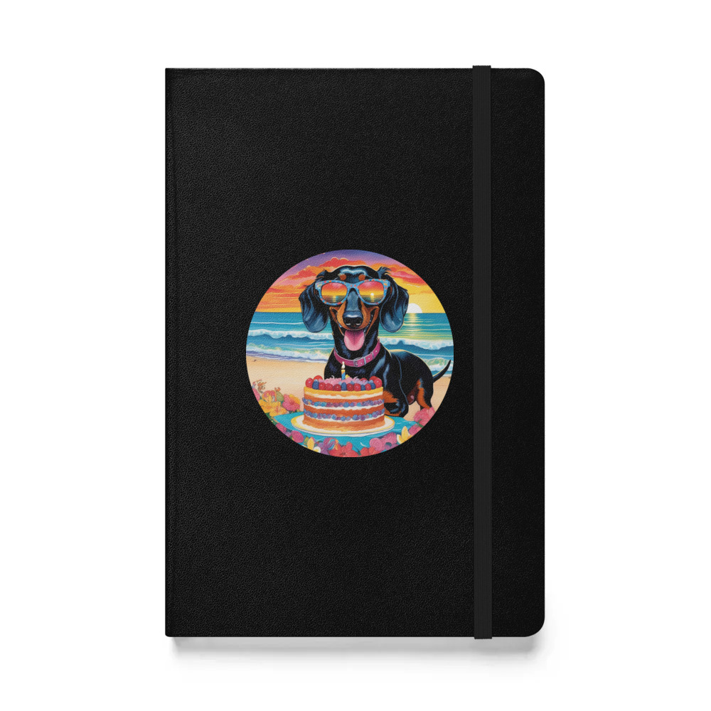 PugMug Custom Black Dachshund Hardcover Bound Notebook