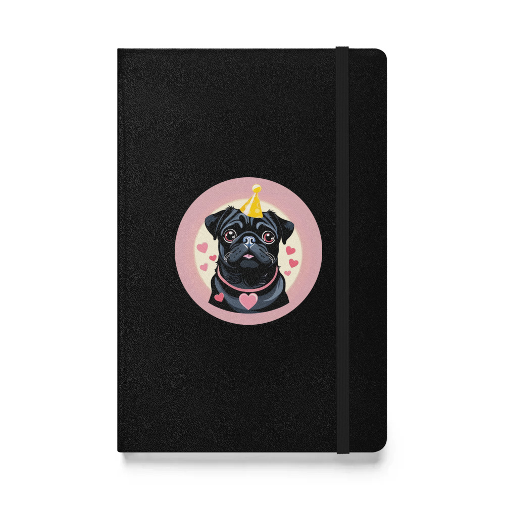 PugMug Custom Black Pug Hardcover Bound Notebook